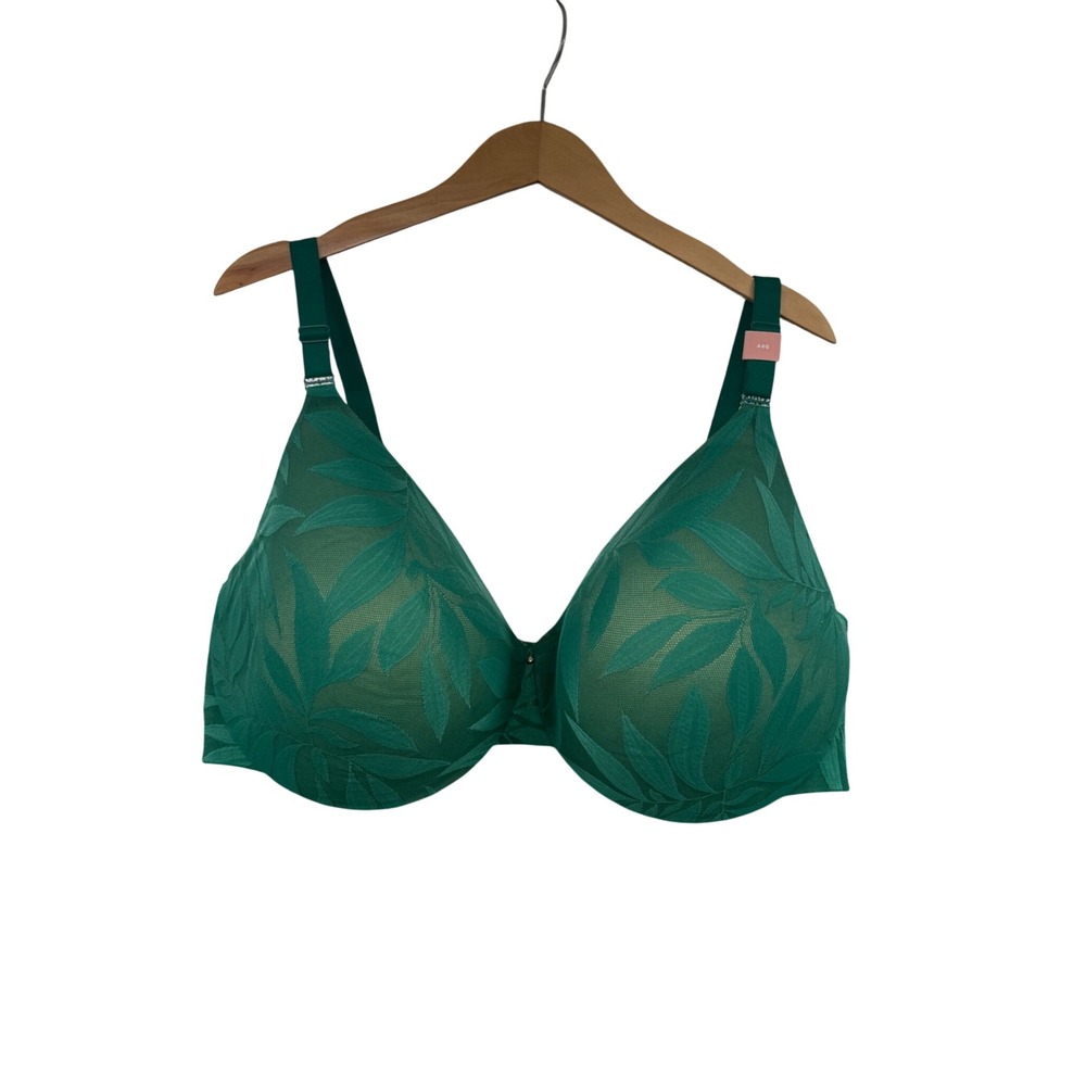 Cacique 44G Green Lace Invisible Backsmoother Lightly Lined Full Coverage Bra